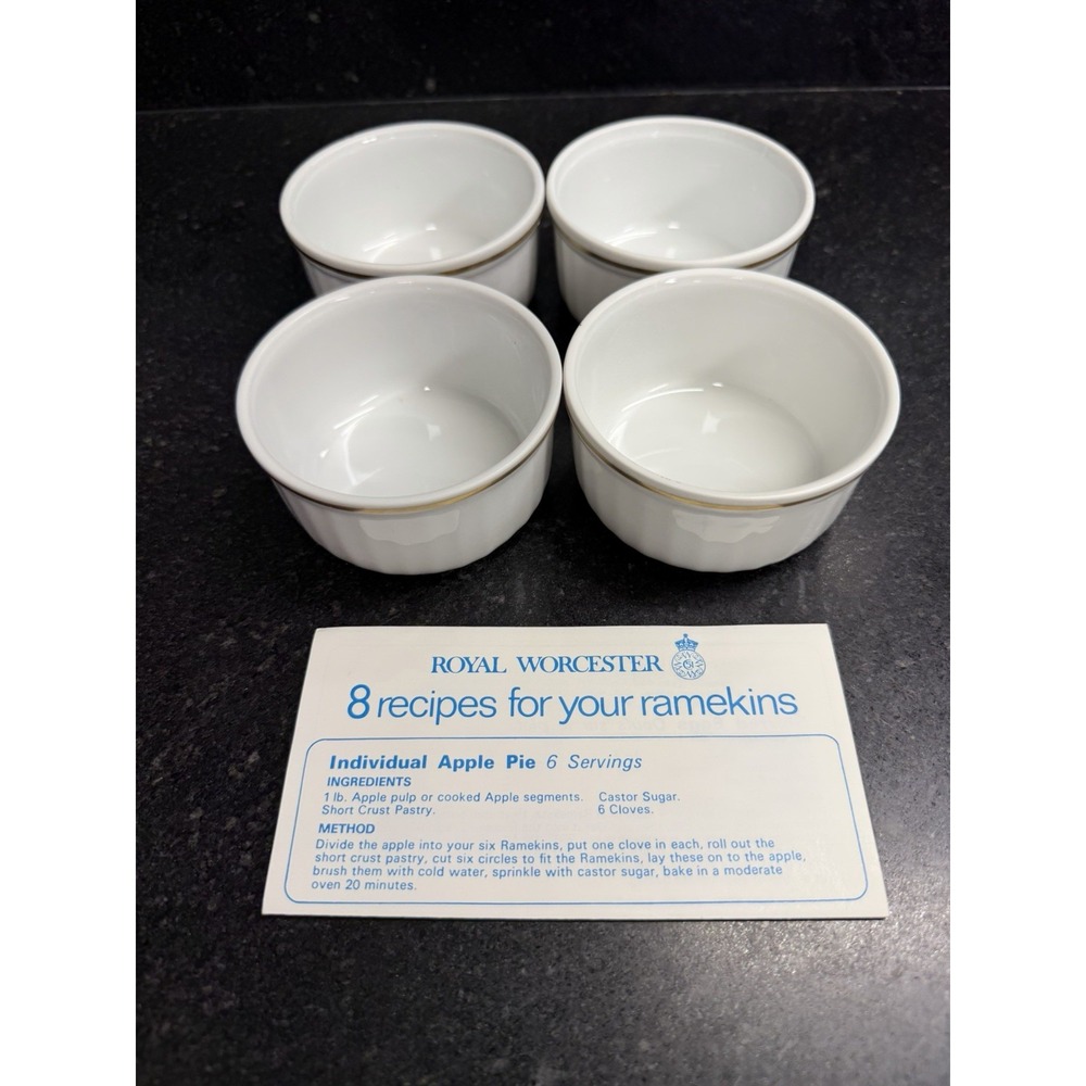 Royal Worcester Corinth Gold Ramekins Set of 4 3.25" Fine Oven China England